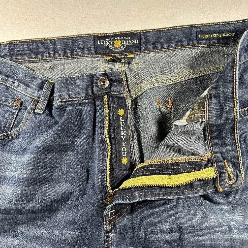 Lucky Brand 181 Relaxed Straight Jeans Mens 42x30 Premium Denim Wash